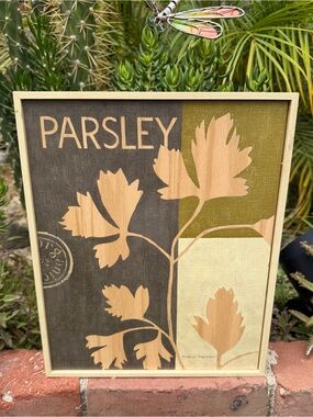 Vintage Marco Fabiano Parsley Herb Wooden Framed Art - Neutral Colors